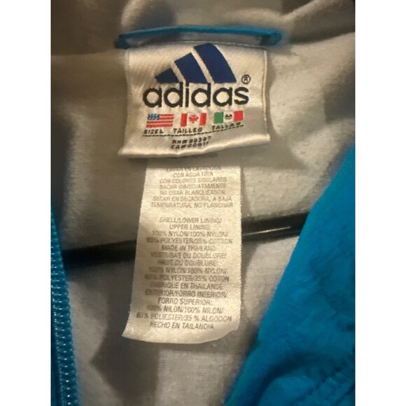 VINTAGE Adidas Blue Hooded Windbreaker Jacket With Embroidered Logo Men’s Large - Picture 4 of 4